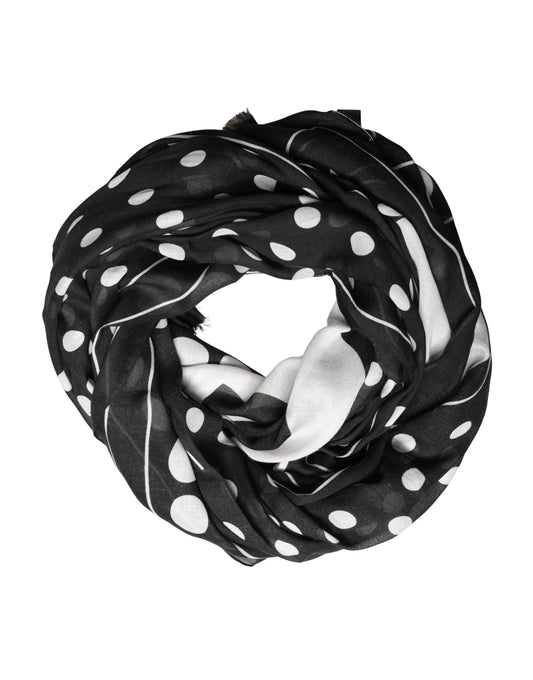 Black White Polka Dot Logo Stole Wrap 188cm x 116cm Scarf