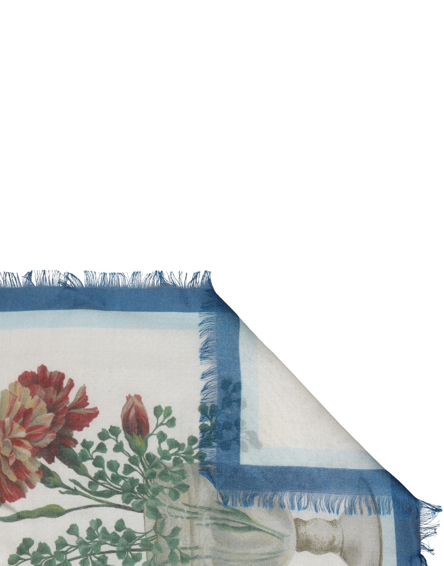 White Flower Vase Cashmere Stole Wrap 132cm x 128cm Scarf