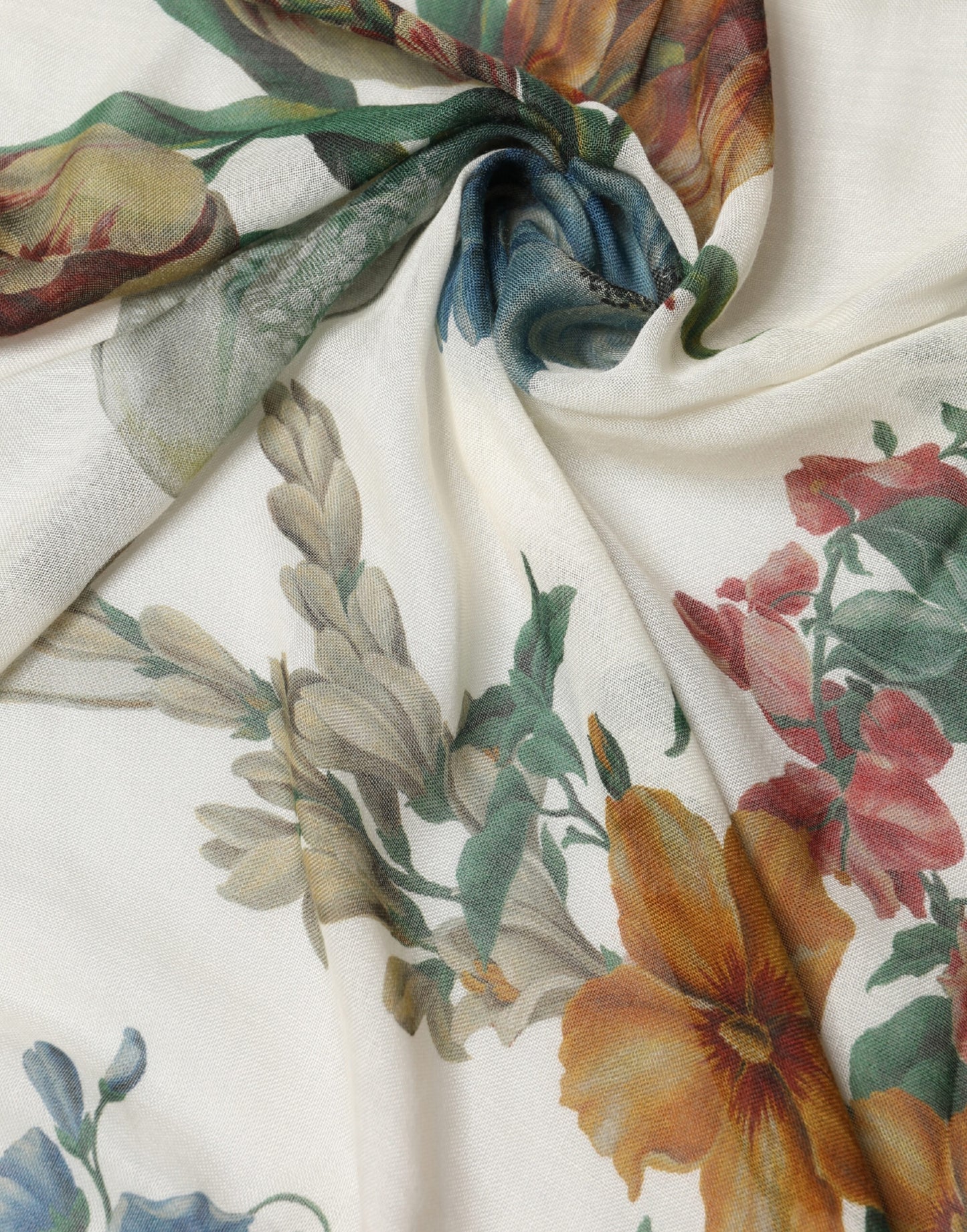 White Flower Vase Cashmere Stole Wrap 132cm x 128cm Scarf