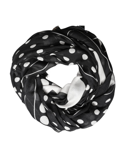 Black White Polka Dot Logo Stole Wrap 188cm x 116cm Scarf