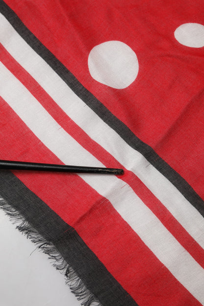 Red Polka Dot Print Square Stole 137cm x 134.5cm  Scarf