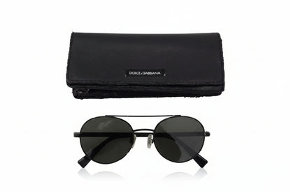 Matte Black Steel Frame Green Lens DG2245 Sunglasses