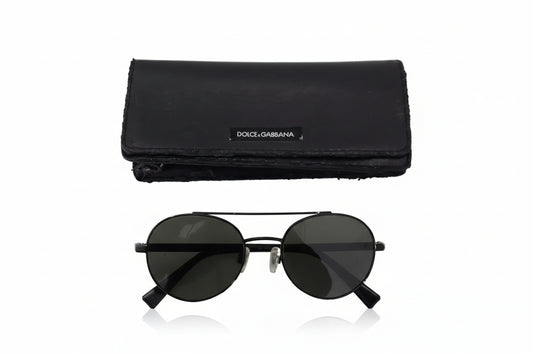 Matte Black Steel Frame Green Lens DG2245 Sunglasses