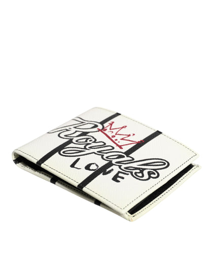 White Leather DG Crown Royals Bifold Card Holder Wallet