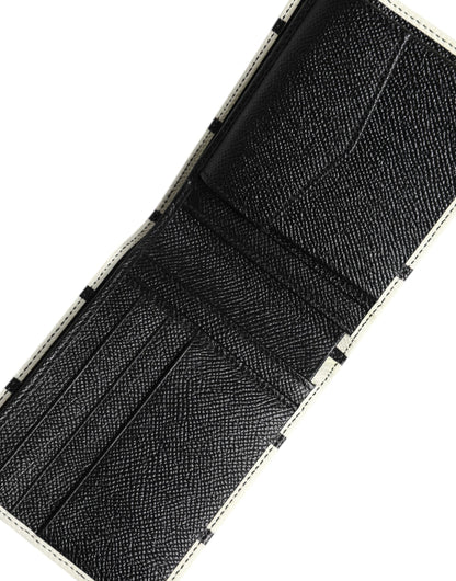 White Leather DG Crown Royals Bifold Card Holder Wallet