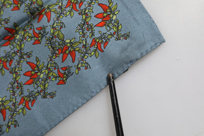 Gray Chilis Silk Square Men Foulard Scarf