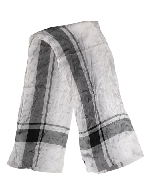 White Black Silk Warmer Wrap Foulard Scarf
