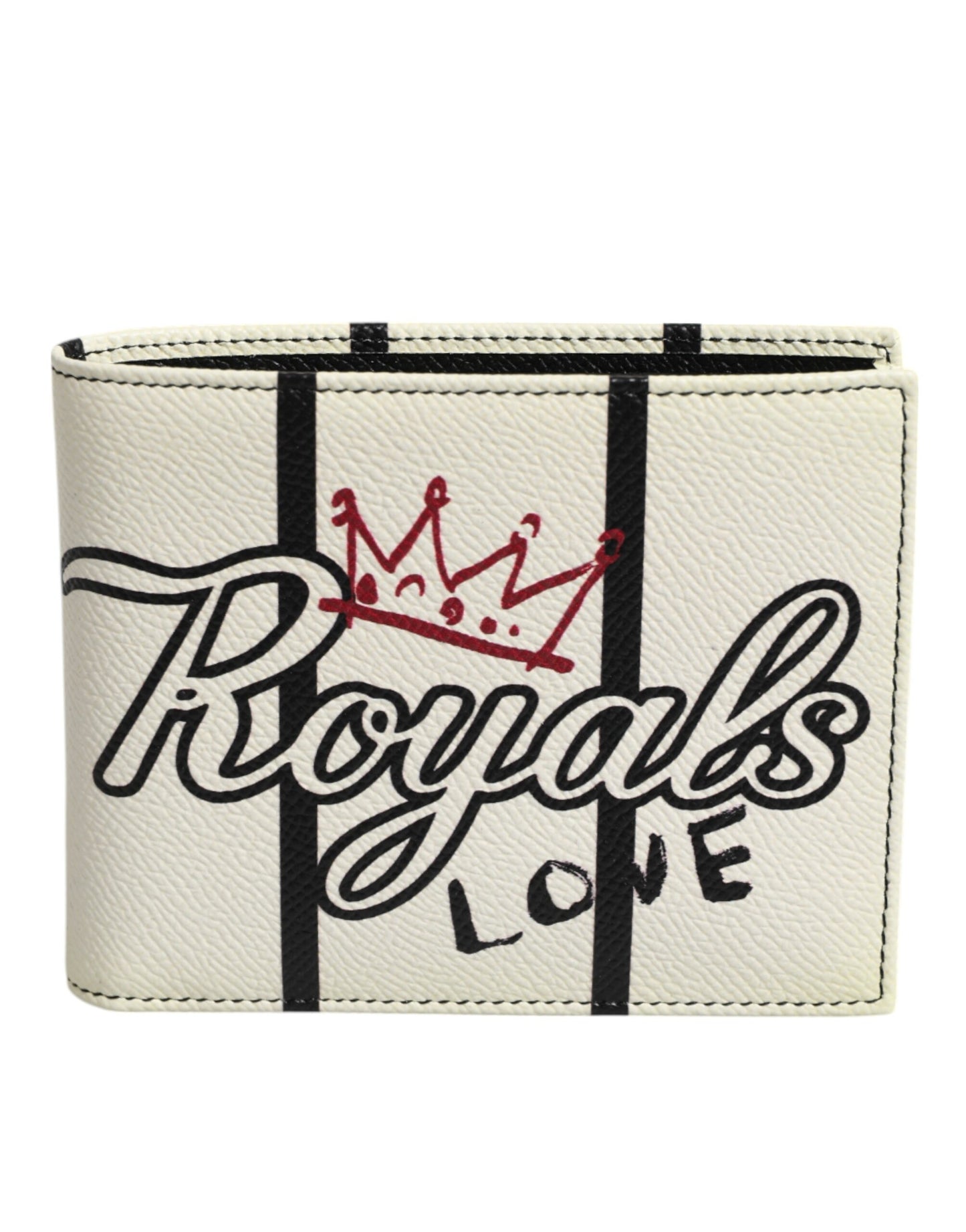 White Leather DG Crown Royals Bifold Card Holder Wallet