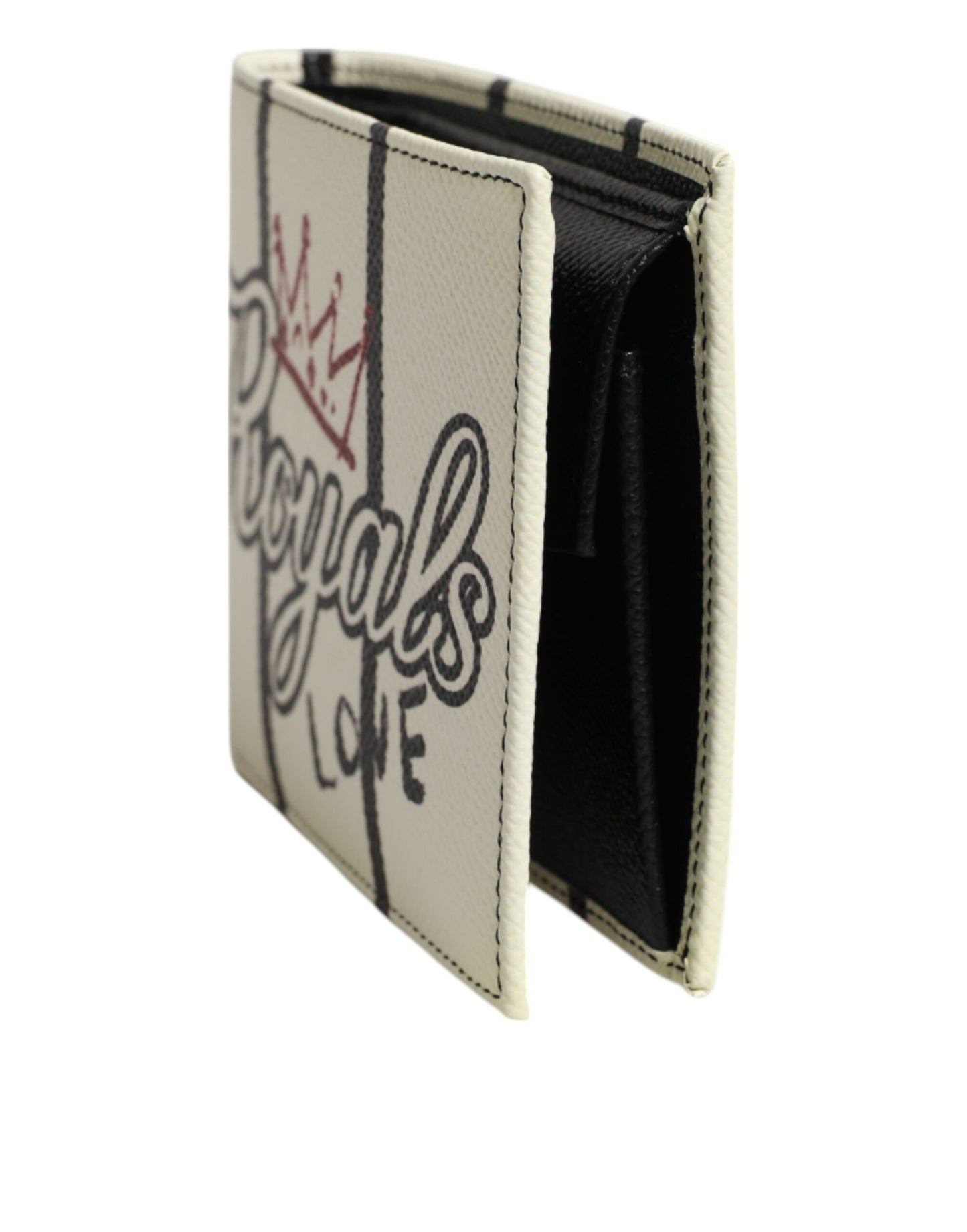 White Leather DG Crown Royals Bifold Card Holder Wallet