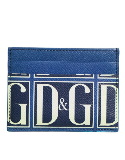 Blue Calf Leather DG Logo Monogram Card Holder Wallet