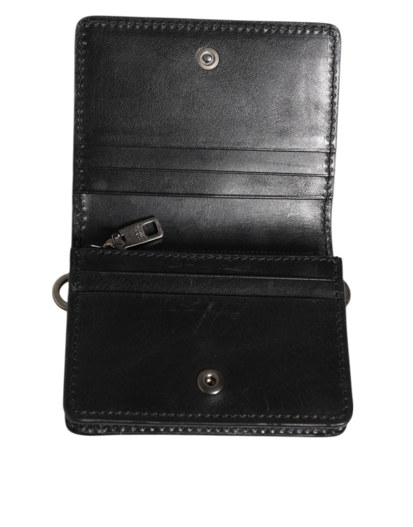 Black Leather Bifold Card Holder Mens Coin Purse Key Clip Wallet